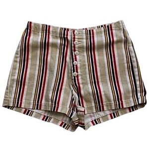 Urban Outfitters Striped High Waisted Shorts  4 Tan Red Navy Retro Boho Casual